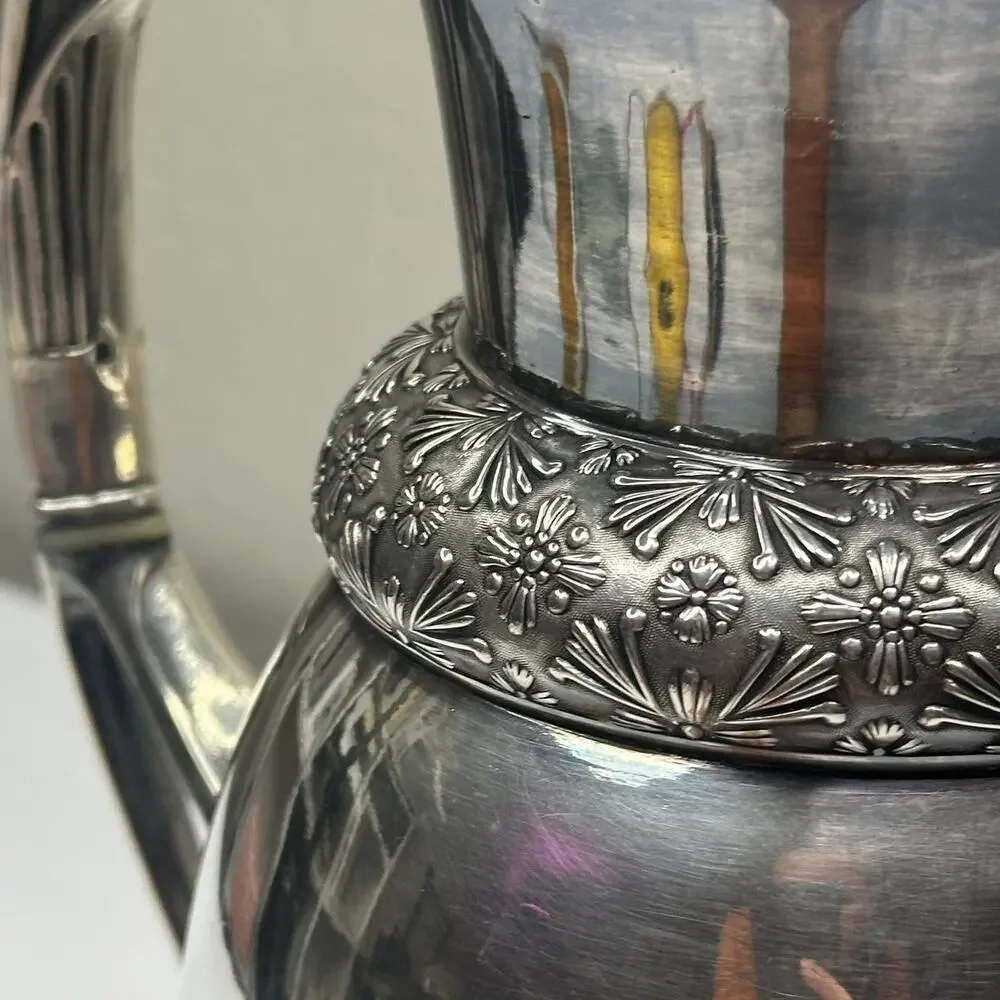 Antique 19th Century Meriden B. Co. Ornate Silver Plate Coffee Tea Pot 1924-6